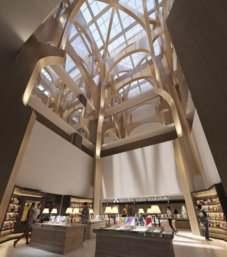 建築特色包括30米高玻璃天井書店。（圖片來源：誠品生活）